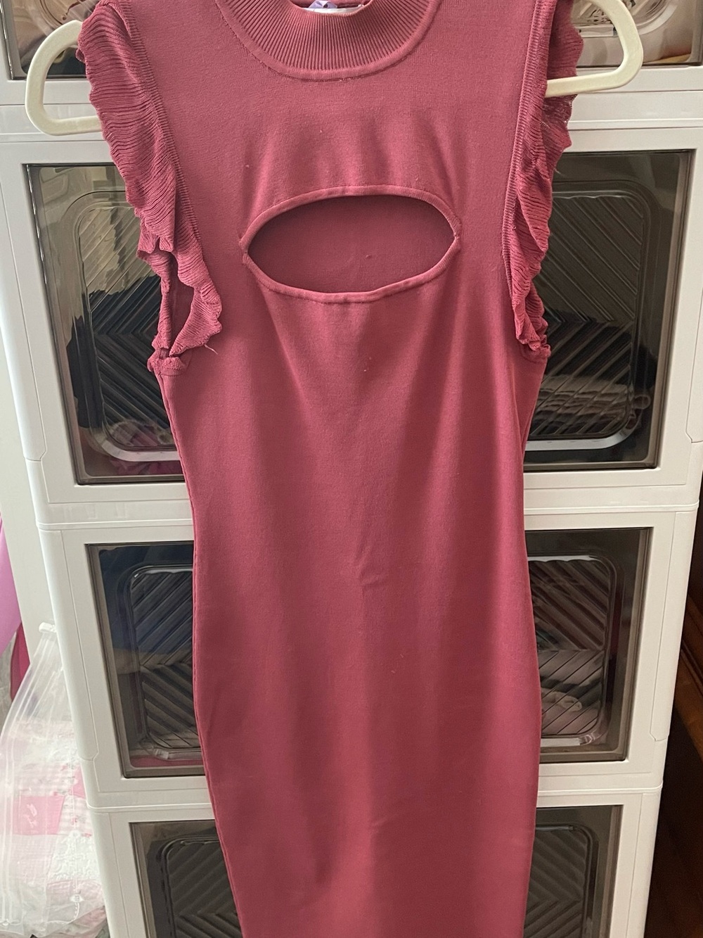 Bailey 44 Dusty Rose Sleeveless Rib-Knit Dress with Front Cutout